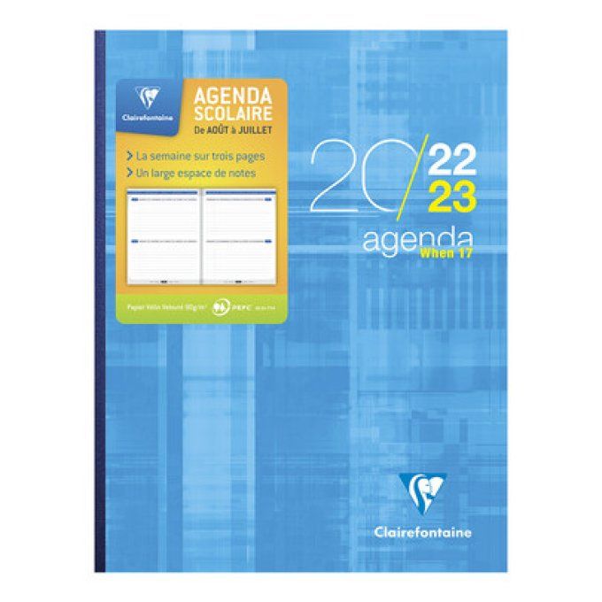 Agenda scolaire 17x22cm CLAIREFONTAINE When 17 2022-2023 bleu