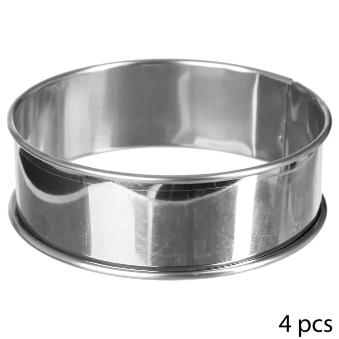 Lot de 4 cercles à tartelettes D9cm en inox S.G