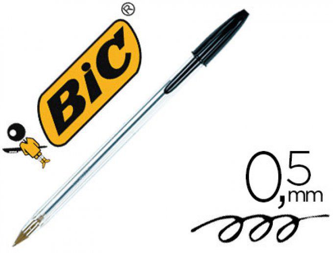 Stylo-bille BIC cristal écriture moyenne 0.5mm Noir