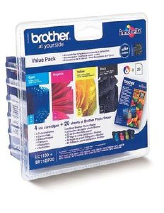 BROTHER Pack 4 Cartouches Encre LC1100 Cyan, Magenta, Jaune, Noir.