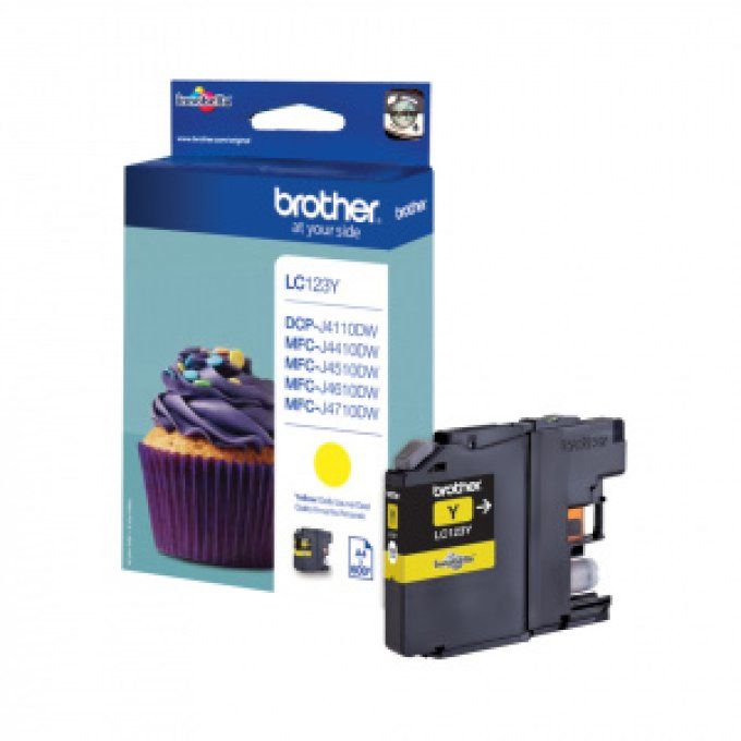 BROTHER Cartouche Encre LC123Y Jaune 600 pages Pour modèles Brother DCP J132w, DCP J152w, DCP J172w,