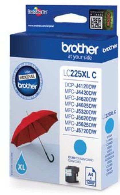 BROTHER Cartouche Encre LC225XLC Cyan Haute Capacité 1 200 pages.