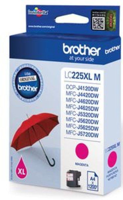 BROTHER Cartouche Encre LC225XLM Magenta Haute Capacité 1 200 pages.