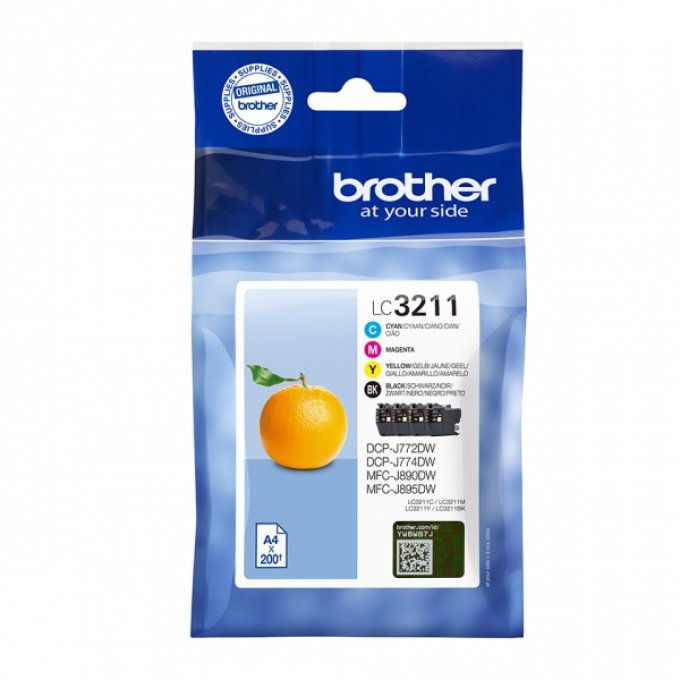 BROTHER Pack 4 cartouches Encre LC3211 Noir, Cyan, Magenta, Jaune