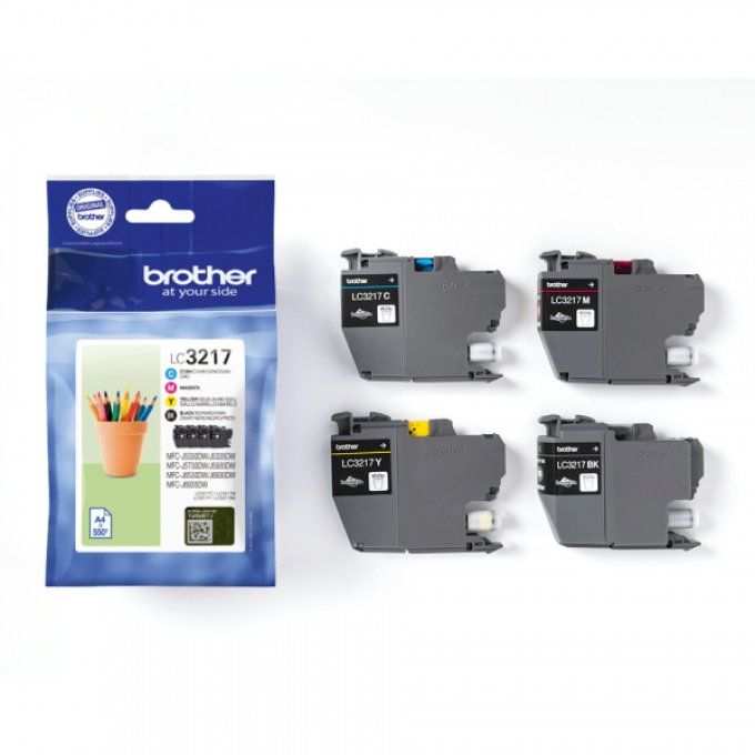 BROTHER Pack 4 cartouches Encre LC3217 Noir, Cyan, Magenta, Jaune.