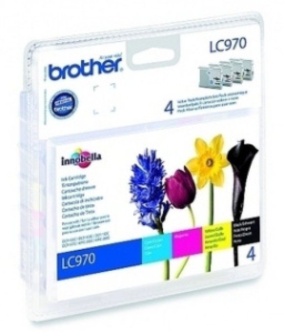 BROTHER Pack 4 Encres LC970 Cyan, Magenta, Jaune, Noir.