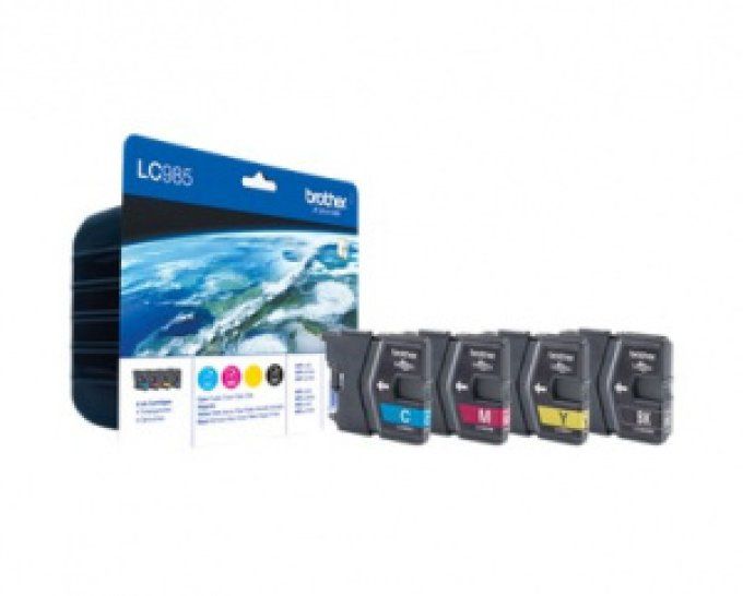 BROTHER Pack 4 Cartouches Encre LC985 Cyan, Magenta, Jaune,Noir Pour modèles Brother DCP J125, DCP J