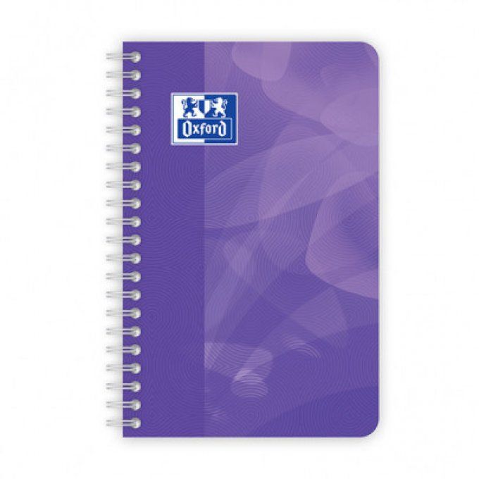 Carnet à spirale OXFORD 11x17cm couverture plastique 180p petits carreaux 5x5 violet