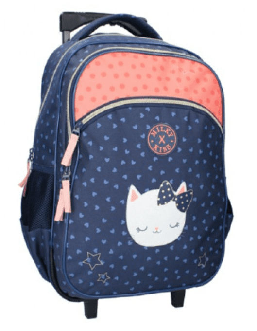 Sac à dos à roulettes Chat Milky Kiss Have More Fun Marine 45 CM