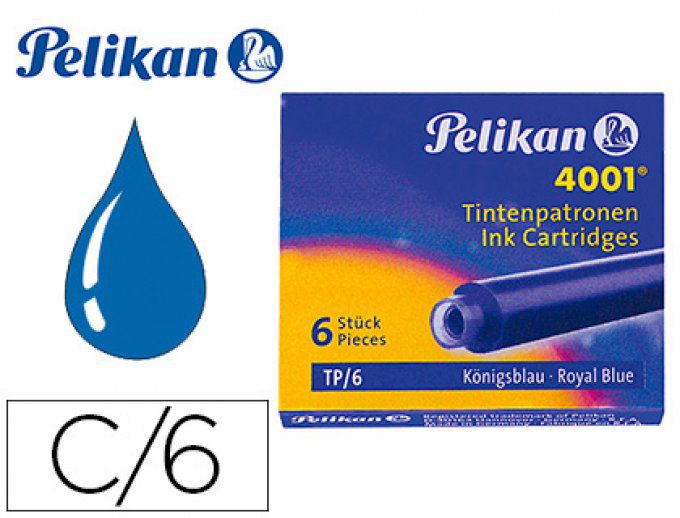 PELIKAN Cartouche pelikan courte standard bleu effaçable étui 6 unités.