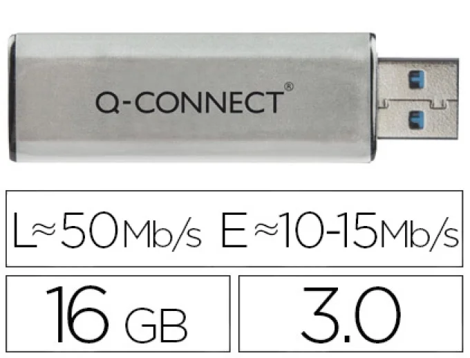 Clé usb q-connect 3.0 16gb lecture175mb/s écriture 60mb/s rétractable interface superspeed 3.0 