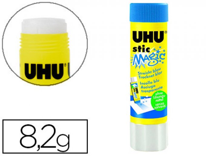 UHU Colle blanche uhu stic magic papier carton couleur transparente après séchage bâton 8.2g.