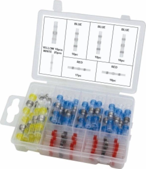 Cosse jonction bout à bout isolée thermo rétractable - coffret de 100 pcs