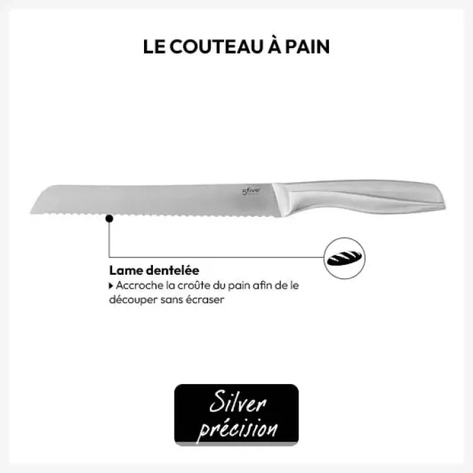 Couteau à pain en inox forgé "Silver précision" S.G