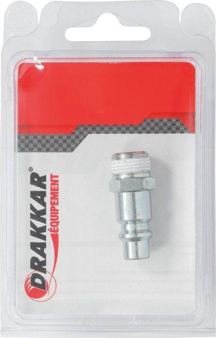 Raccord rapide mâle passage d'air 8mm filetage mâle 3/8" - blister DRAKKAR