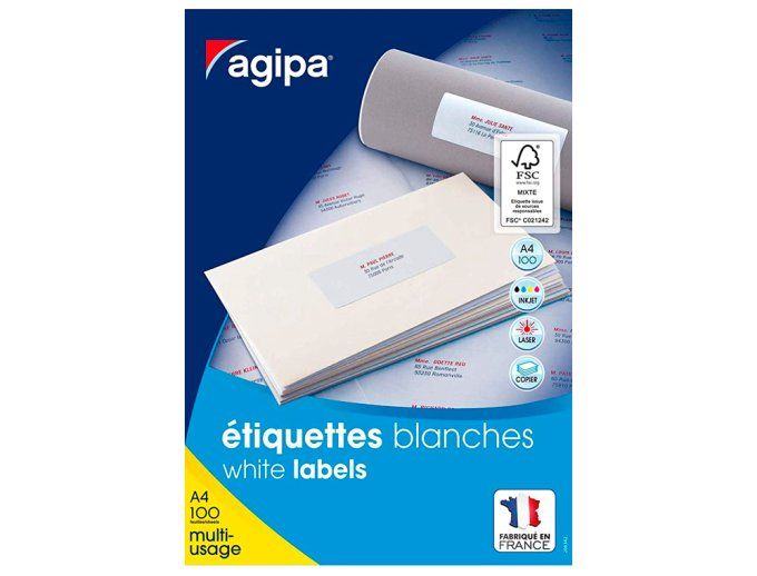 Étiquette adhésive apli agipa multi-usage 70x25mm toute imprimante boîte 3300 unités.