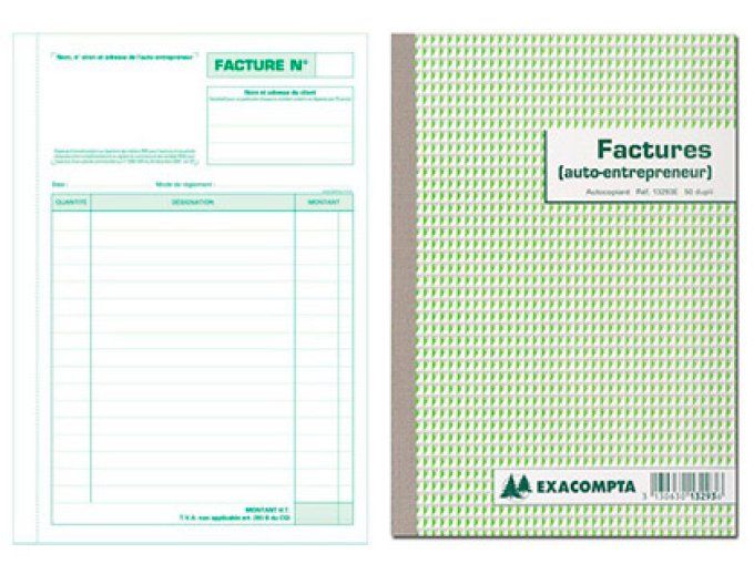 EXACOMPTA Manifold autocopiant factures auto-entrepreneur a5 148x210mm foliotage 50 duplis