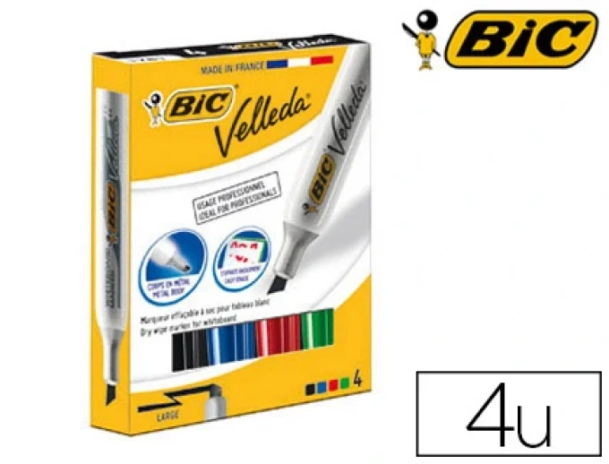 Marqueur bic velleda 1781 effaçable pointe biseautée 2mm écriture 3/5mm 