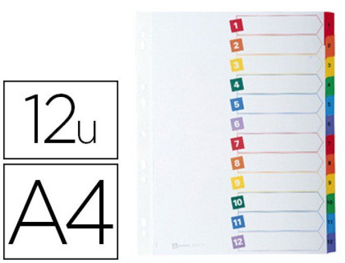 AVERY Intercalaire avery mylar 12 positions a4 désignation mensuel sommaire personnalisable touches 