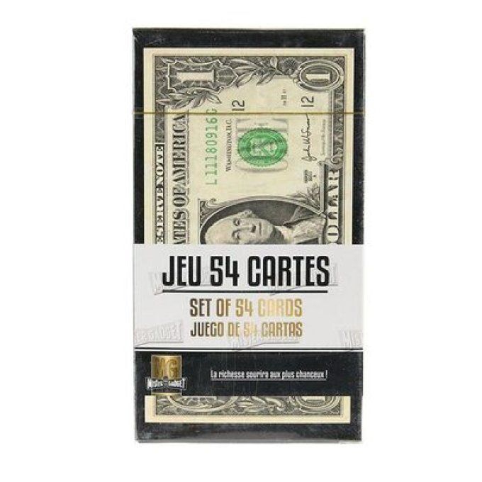 Jeu de 54 cartes motif billet dollars