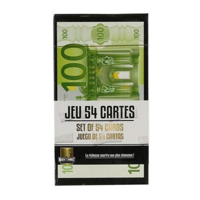 Jeu de 54 cartes motif billet euros