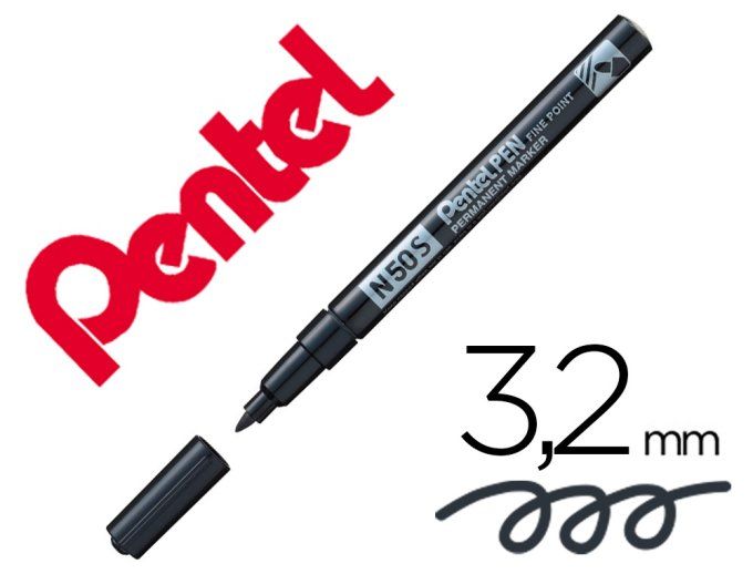 Marqueur PENTEL  permanent n50s corps metal pointe conique tres fine encre indelebile 