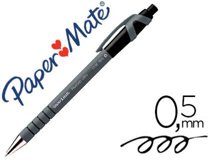 Stylo-bille PAPER MATE flexgrip ultra  écriture 0.5 mm encre douce corps caouchouté anti-gliss 