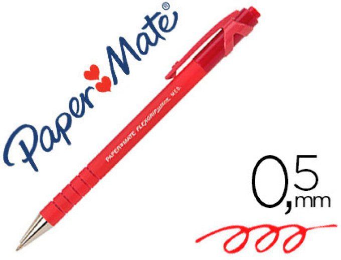 Stylo-bille PAPER MATE flexgrip ultra  écriture 0.5 mm encre douce corps caouchouté anti-gliss 