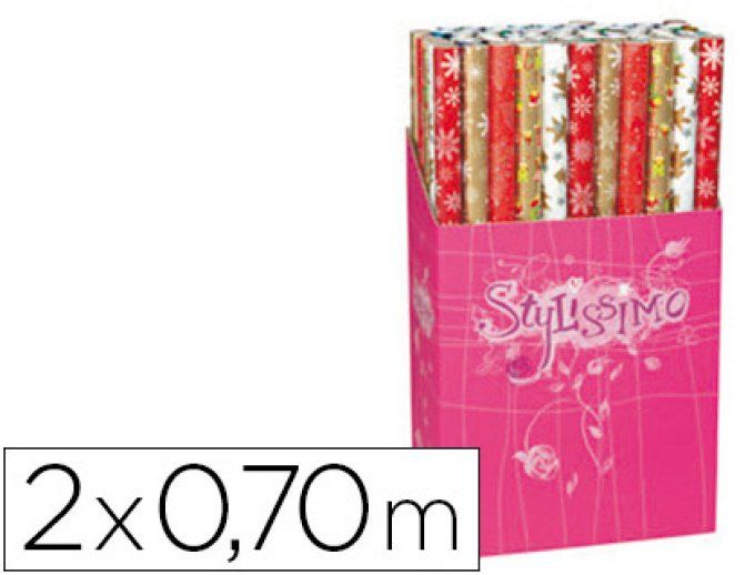 Papier cadeau stylissimo fête 0.70x2m décors fantaisie assortis rouleau.