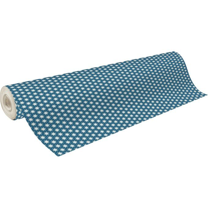 Rouleau papier cadeau 50x0.70m bleu et flocons