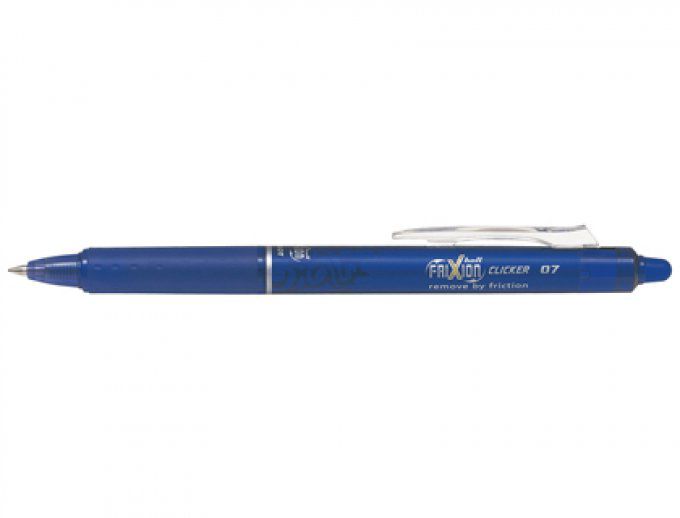 Roller pilot frixion clicker écriture fine 0.5mm encre bleue effaçable gomme