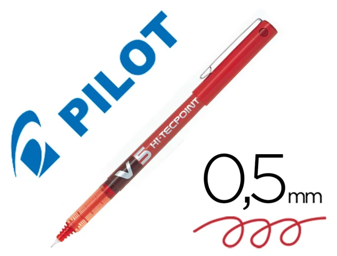 Stylo pilot v5 écriture fine 0.3mm clip métal encre liquide niveau visible pointe indéformable 