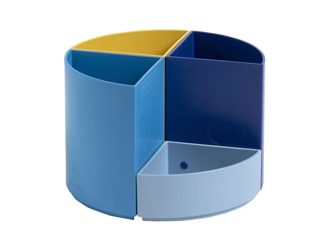 Pot a crayons exacompta the quarter bee blue modulable plastique recycle 4 compartiments 2 hauteurs
