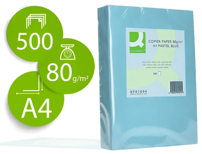 Ramette papier A4 80g/m2 couleur Q-connect multifonction unicolore 500 feuilles.