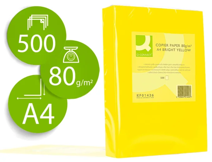 Ramette papier A4 80g/m2 couleur Q-connect multifonction unicolore 500 feuilles.