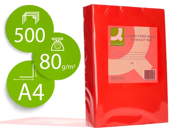 Ramette papier A4 80g/m2 couleur Q-connect multifonction unicolore 500 feuilles.