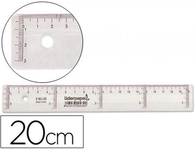 LIDERPAPEL Regle liderpapel plastique incassable transparent 20 cm.