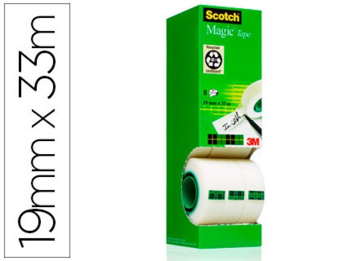 Ruban adhésif scotch magic 81019m mx33m tour 8 rouleaux dont1 gratuit.