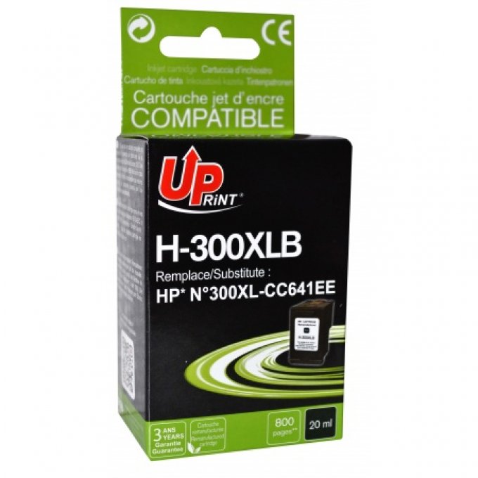 UPRINT H-300XLB BK CARTOUCHE COMPATIBLE AVEC HP N°300XL - CC641EE CARTOUCHE GARANTIE 3ANS