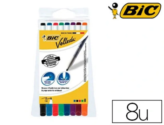 Marqueur BIC velleda 1721 effaçable pointe ogive 1mm encre alcool sans odeur corps plastique pochett