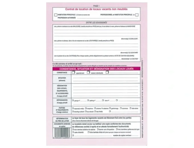 Contrat location locaux WEBER LOCATION  4 pages 1 bail habitation liasse 2 contrats.